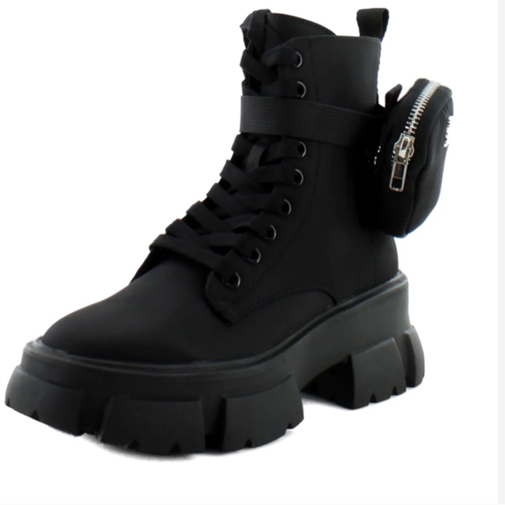 Steve Madden, ‘Thora-P’, Black Nylon Combat Boots
